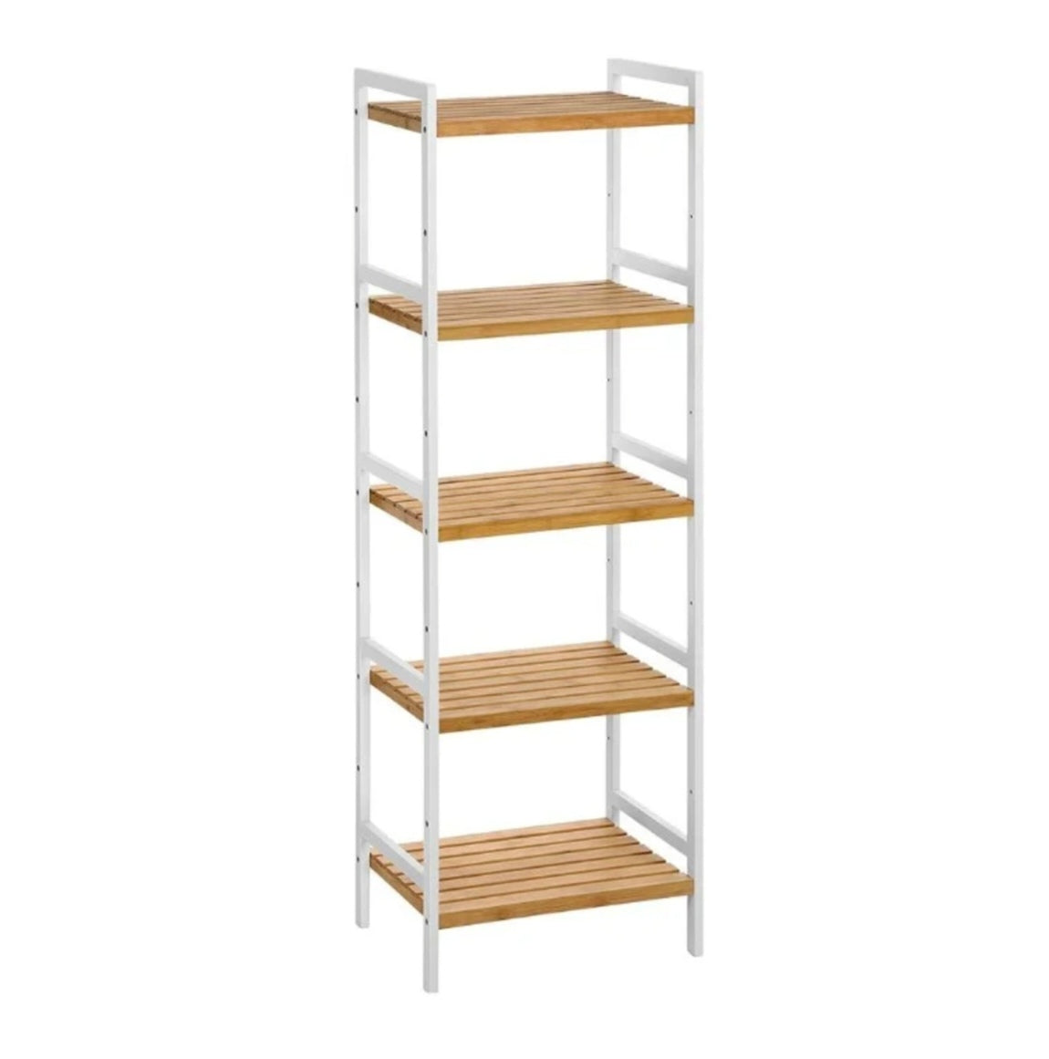 5-Tier Bamboo Shelf Rack, Premium Natural Bamboo Storage Organizer, 51.2" Tall, for Bathroom, Kitchen, Office, Living Room