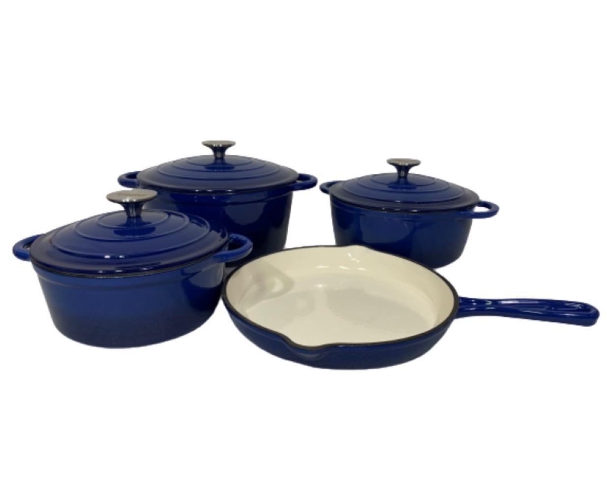 7-Piece Red Cast Iron Pot Set – Durable Enamel Cookware Set for Stovetop & Oven