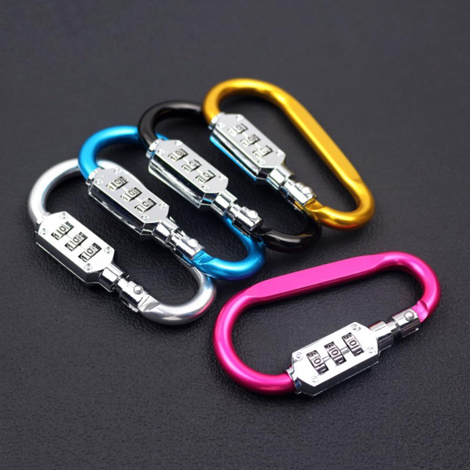 Anti-Theft Combination Carabiner Keychain Lock 110mm – Secure 3-Digit Locking Key Holder Clip