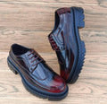 Belem Men’s Glossy Formal Dress Shoes - Red, Black, Green & Bronze | Chunky Sole Lace-Up Design