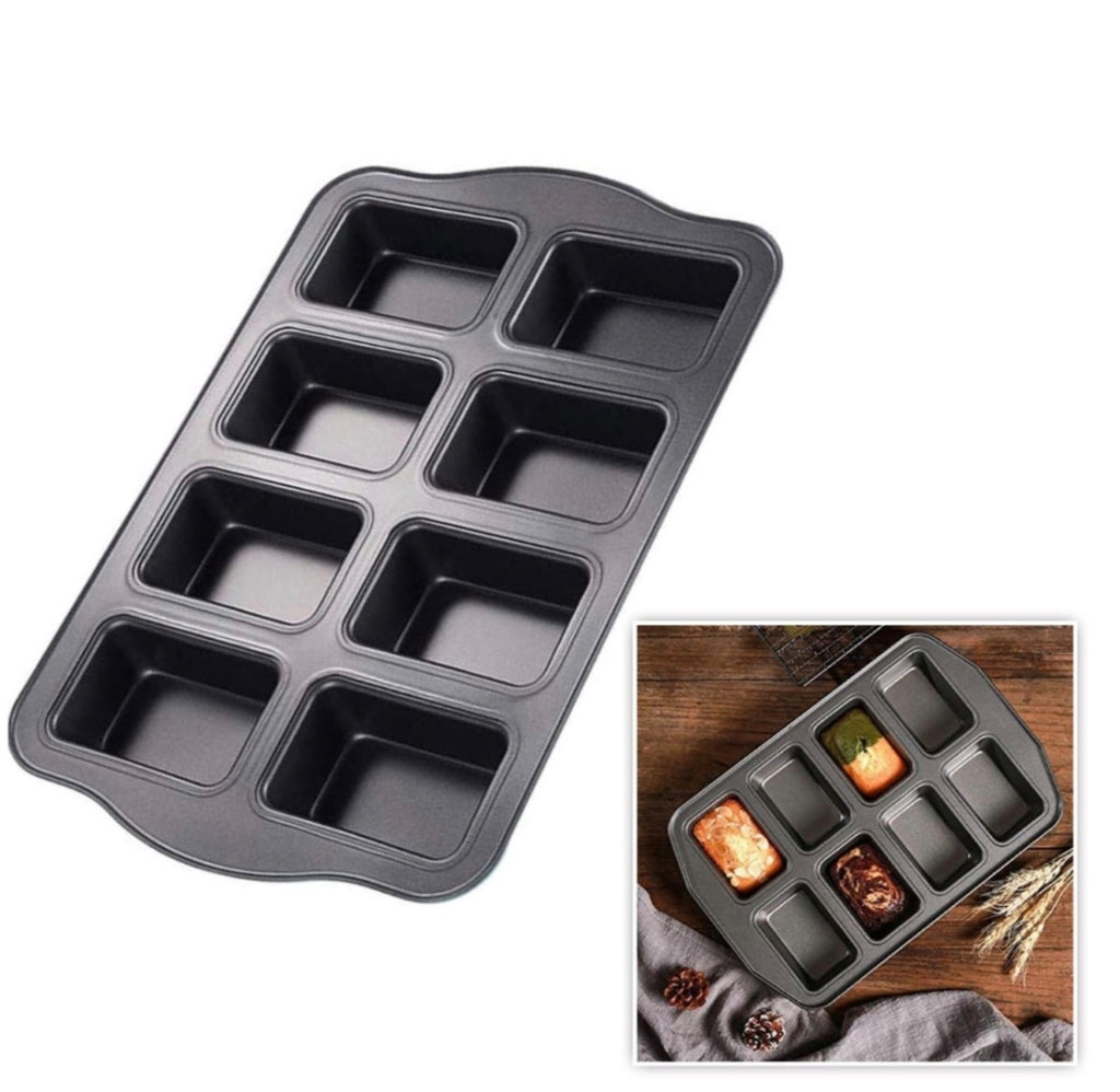 8-Cavity Mini Loaf Pan – Non-Stick Carbon Steel Brownie & Bread Bakeware 36cm x 24cm