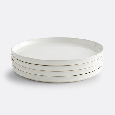 27.3cm White Ceramic Dinner Plates – Set of 4, Durable & Modern Flat Design