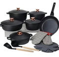 18-Piece Die Cast Aluminium Cookware Set – Oven & Induction Safe Classic Kitchen Pots & Pans