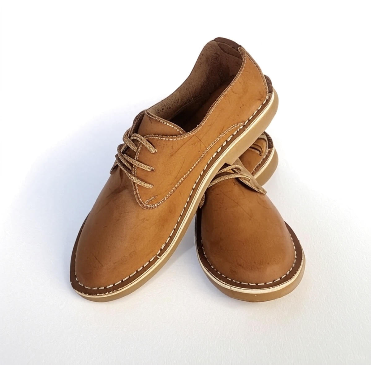 Women's Light Brown Leather Vellies | Authentic Safari Shoes | Handcrafted Desert Vellies