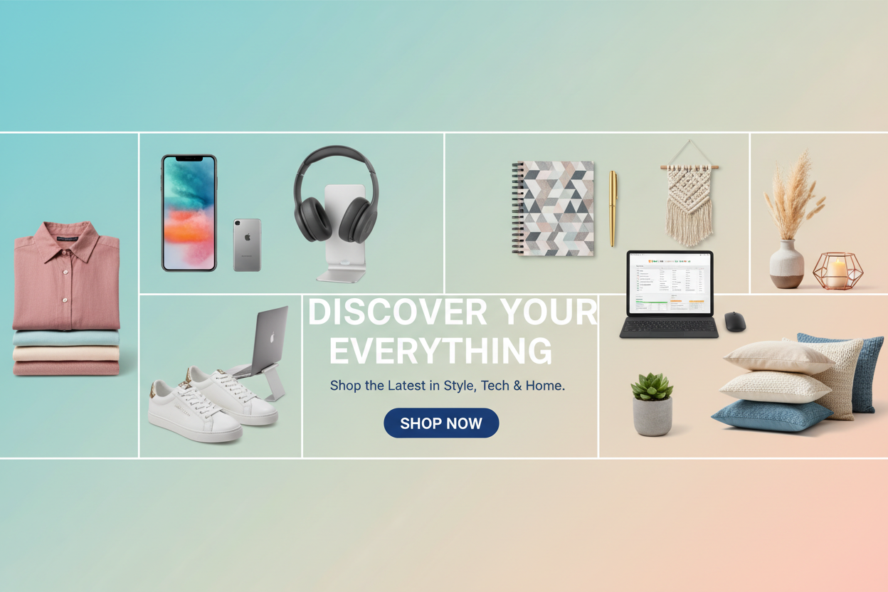 online retail shop for clothing, electronics, business and home products